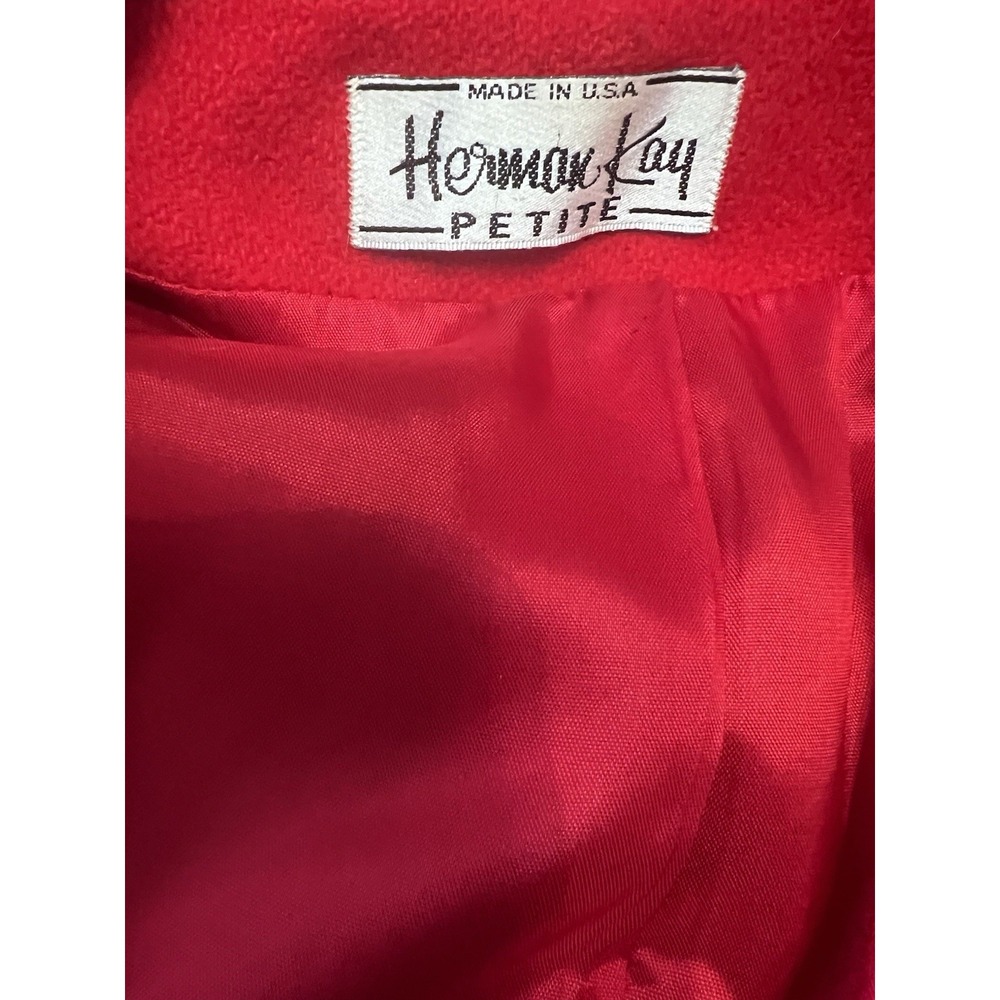 Herman Kay Gold Buttons Red Wool Vintage‎ Long Coat Women's Size 4 - Picture 7 of 8
